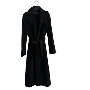 Made in Tunisia of Benetton Wool Coat Womens EU 38 Black full length no buttons